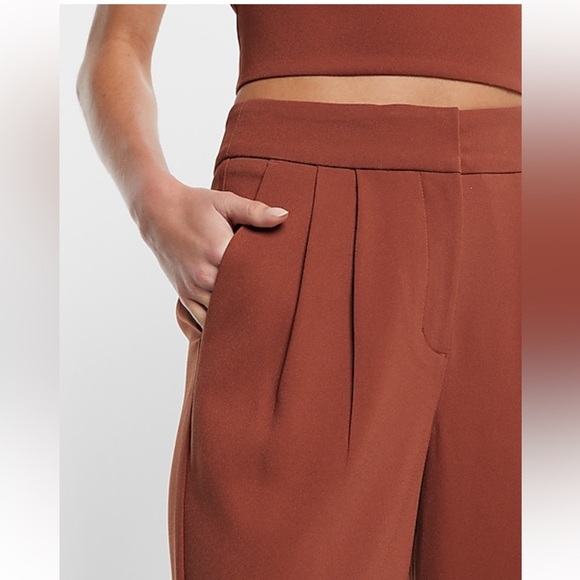 🔥🔥🔥NEW Express Stylist Super High Waisted Pleated Ankle Petite Short Pants 8S - Picture 3 of 6